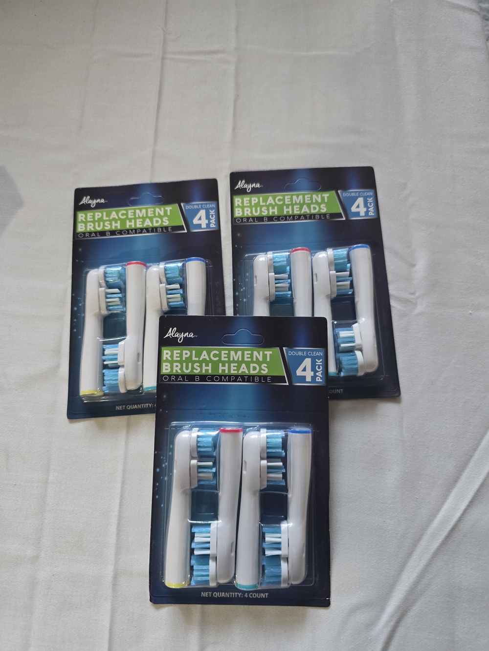 Replacement Brush Heads 4-Pack – White with Blue Bristles